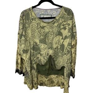 Nothing Matches Shirt Tunic Top Long Sleeve 2XL Womens Asian Hippie Mature Flowy